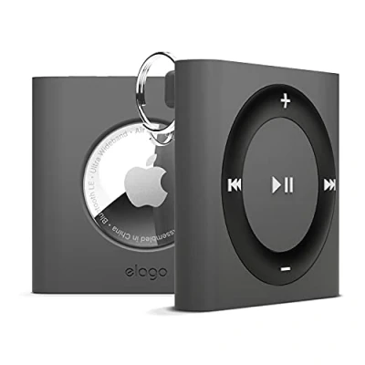 Abbildung von elago W7 Schlüsselanhänger Kompatibel mit Apple AirTags Fallschutz, Karabiner, klassisches Retro MP3 Player Design (Zum Aufspüren von Hunden, Schlüsseln) Ortungsgerät Nicht Enthalten (Dunkel Grau)