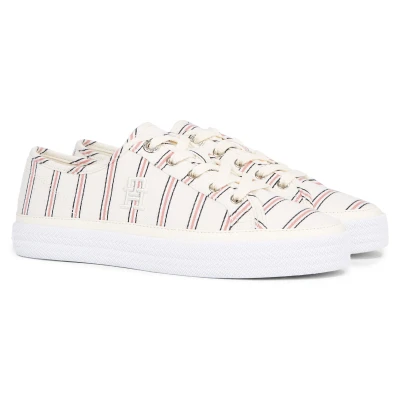 Abbildung von Tommy Hilfiger VULC CANVAS SNEAKER SHIRTING Plateausneaker mit TH Logo, Freizeitschuh, Halbschuh, Schnürschuh