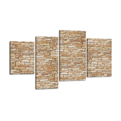 Abbildung von wandmotiv24 Leinwandbild Naturstein Hell LW256 Wandbild, Bild auf Leinwand, 4 Teile, 180x115cm, Kunstdruck Canvas, XXL Bilder, Keilrahmenbild, fertig aufgespannt, Bild, Holzrahmen, Stein, Mauer, Fels