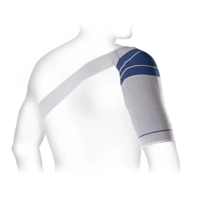 Abbildung von BAUERFEIND OmoTrain S Schulterbandage, Titan, links, Größe 4