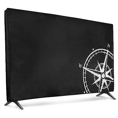 Abbildung von kwmobile 43&quot; TV Hülle Indoor Fernseher Bildschirmschutz Abdeckung Bildschirm Staubschutzhülle Kompass Vintage Weiß Schwarz