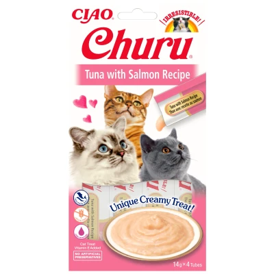 Abbildung von Inaba Churu puree Katzensnack Thunfisch mit Lachs