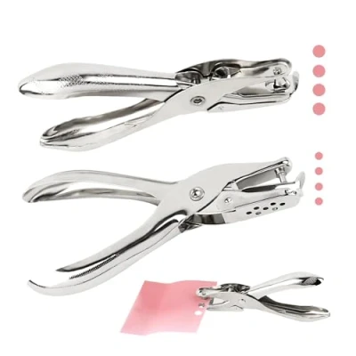 Abbildung von Lochzange Papier 2PCS, Rundloch Lochstanzer Lochdurchmesser 3mm und 6mm, Einzelne Lochstanze für prüfplaketten, Ticket Scrapbooking, Grußkarten, Karten, Metall Hole Puncher, Handlocher Papierstanzer