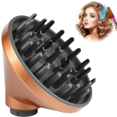 Abbildung von Diffusordüse für Dyson Airwrap Styler Aufsätze HS05 HS01 HS03 Upgraded Lockenstab Düse Aufsatz Umwandlung in Haartrockner Gold