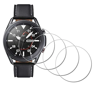 Abbildung von iDaPro Displayschutz für Samsung Galaxy Watch 3 45 mm Smartwatch schutzfolie Screen Protector 9H Härte Gehärtetes Glas Folie Einfache Installation [4 Stück]
