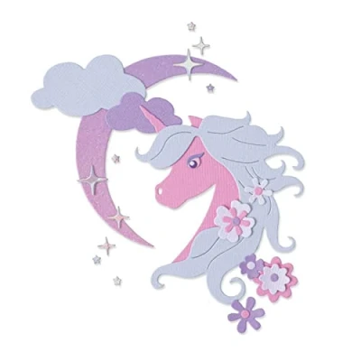 Abbildung von Sizzix Thinlits Stanzschablonen Set, 8 Stück, Mitternachts Einhorn von Olivia Rose, 665315, mehrfarbig, Einheitsgröße