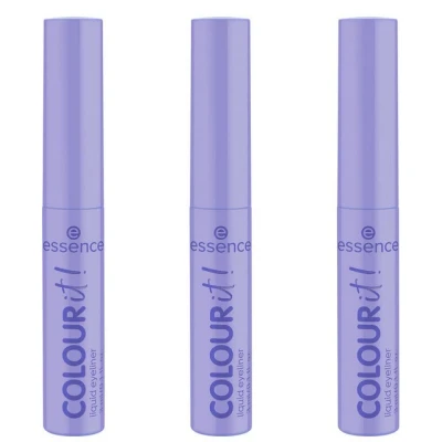 Abbildung von essence COLOUR it! liquid eyeliner, Nr. 03, Violett, langanhaltend, hochpigmentiert, schnelltrocknend, farbintensiv, vegan, ohne Mikroplastikpartikel, Nanopartikel frei, Parfüm, 3er Pack (3x3ml)