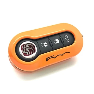 Abbildung von Nordecco Glänzendes Schlüsselanhängergehäuse kompatibel mit Fiat 500C 500 500L Abarth Grande Punto Brava Panda Stilo Linea (Orange Schwarz) (Schlüsselgehäuse Orange/Schwarz)