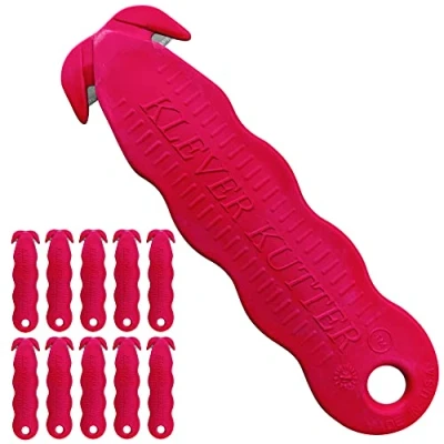 Abbildung von Klever Kutter Rot, einzigartiges Doppelhaken Design, Einweg Sicherheitsschneider, 10 Stück