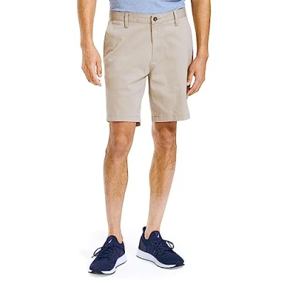 Abbildung von Nautica Herren Classic Fit Flat Front Stretch Solid Chino Deck Legere Shorts, Weiß(bright white), 36W