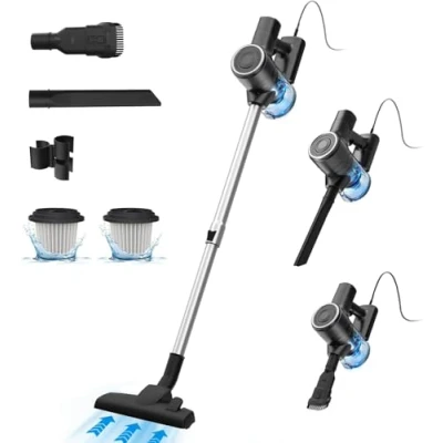 Abbildung von Vexilar 600W Leistungsstarker Staubsauger, 7M Staubsauger mit Kabel, 3 in 1 Leicht Beutellos 800ml Staubbehälter, Stielstaubsauger Kabel für Böden, Teppiche und Tierhaare