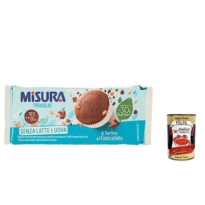 Abbildung von 6x Misura Tortine al Cioccolato Privolat Schokoladenkuchen ohne Milch und Eier 240g + Italian Gourmet polpa 400g