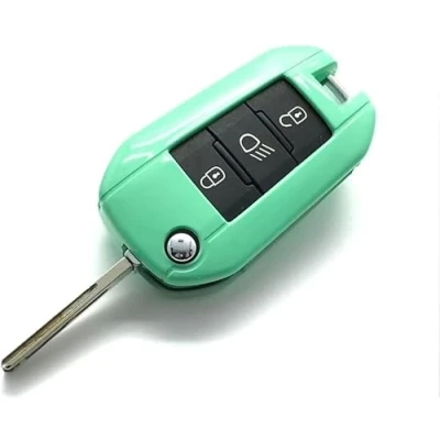 Abbildung von Nordecco Glänzendes Schlüsselgehäuse passend für Fiat 600 600e Electric Hybrid 2024 2025 3 Tasten Klapp Fernbedienung (mintgrün)