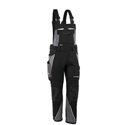 Abbildung von Grizzlyskin Latzhose Schwarz/Grau N76 Workwear Arbeitshose für Männer &amp; Damen, Unisex Blaumann, Codura Schutzhose mit vielen Taschen