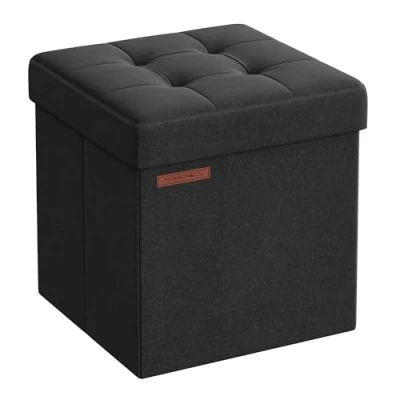 Abbildung von SONGMICS 38 cm Sitzbank mit Stauraum, klappbare Sitztruhe, Aufbewahrungsbox, Fußbank, tintenschwarz LSF027B01