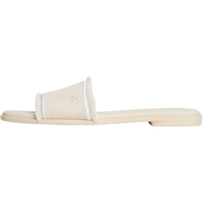 Abbildung von Tommy Hilfiger Damen Sandalen Fringe Canvas Flat Elegant, Elfenbein (Muslin), 40