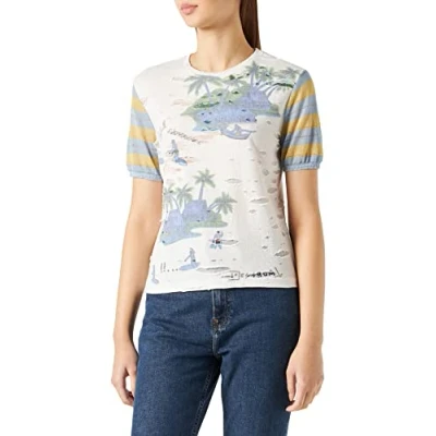 Abbildung von Desigual Womens TS_Hawai T Shirt, White, XL