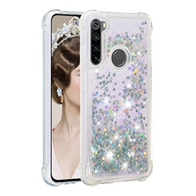 Abbildung von KBIKO zxl Kompatibel mit Xiaomi Redmi Note 8 Hülle, [Silver Back] Mädchen Glitzern Handyhülle Hülle Ringständer, Cover Silikon Flüssigkeit Clear Schutzhülle für 8.Silver1 YBL