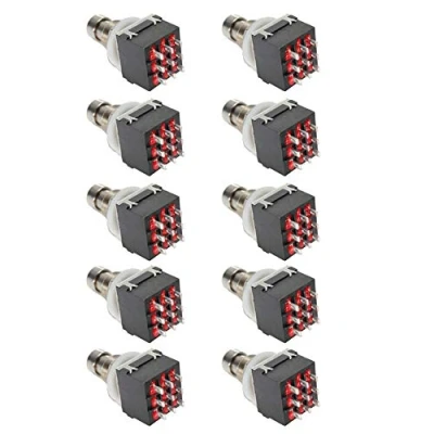 Abbildung von Mintice™ 10 Stück 3PDT 9 polig Box stampfen Gitarren Effekt fach Fußschalter True Bypass Metall schwarz
