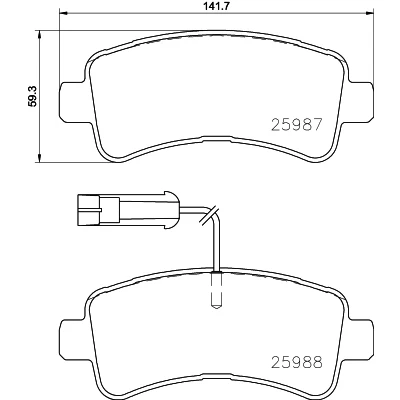 Abbildung von BREMBO P 61 130 Bremsbelagsatz inkl. Verschleißwarnkontakt mit Zubehör FIAT: Ducato III Kastenwagen, Bus, Pritsche / Fahrgestell