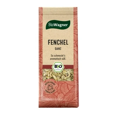 Abbildung von BioWagner Bio Fenchel ganz aromatisch, süße Note für Reispfannen oder selbstgebackenes Brot naturbelassene Zutaten recyclebare Verpackung 30 g