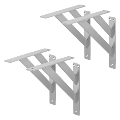 Abbildung von ML Design 4 Stück Regalhalterung 240x240 mm, Silber, Aluminium, Schwebende Regalhalterungen, Regalwinkel, Wandhalterung für Regalbrett, Regalträger Wandmontage, Wandregal Wandkonsole Regalstütze