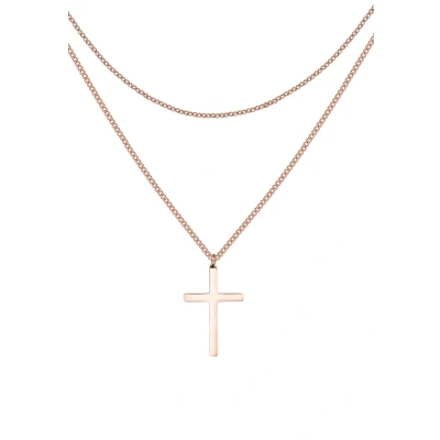 Abbildung von Hey Happiness Cross Halskette Rose goldcoloured, Damen, Größe: 46, gold coloured