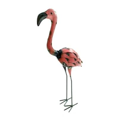 Abbildung von Metall Dekofigur Flamingo 22 x 51cm rosa Garten Figur Deko Skulptur Tierfigur