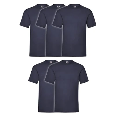 Abbildung von Fruit of the Loom 5er Pack Valueweight T Shirt + GRATIS MyShirt Stoffbeutel, Farbe:Navy, Größe:5XL