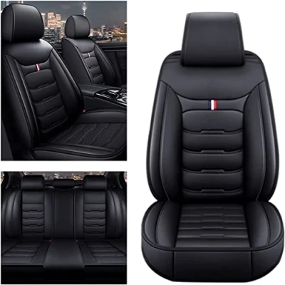 Abbildung von TLORA Auto Leder sitzbezüge für Nissan Qashqai J10 J11 J12, Airbag kompatibel Allwetter Komfortables Autozubehör,A