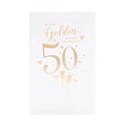 Abbildung von UK Greetings Goldene Hochzeitstagskarte Glückwunschkarte zum 50. Hochzeitstag Jahrestagskarte für Paare, mehrfarbig, 553661 0 1