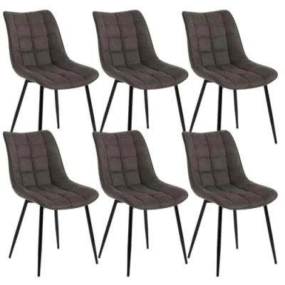 Abbildung von WOLTU 6 x Esszimmerstühle 6er Set Esszimmerstuhl Küchenstuhl Polsterstuhl Design Stuhl mit Rückenlehne, Sitzfläche aus Stoffbezug, Gestell Metall, Dunkelgrau, BH247dgr