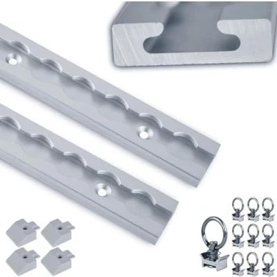 Abbildung von NTG 2 Stück m Alu Airlineschiene mit 10 Fitting eckige Form Bohrungen 1975mm Sparset Zurrschiene Ladungssicherung für LKWs, Anhänger und Wohnmobile Gesamt 4 Meter