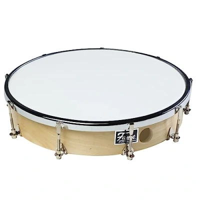 Abbildung von FAME Handtrommel,10&quot; Frame Drum Handtrommel aus Holz Naturfarben Hochglanz Finish inklusive Schlägel und Stimmschlüssel stimmbar Synthetikfell Ideal für Zuhause Musizieren&quot;, Percussion, Handtrommeln, 10&quot; Drum, Handtrommel,