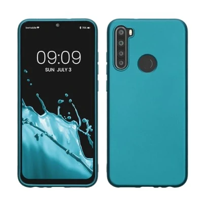 Abbildung von kwmobile Case kompatibel mit Xiaomi Redmi Note 8T Hülle Schutzhülle aus Silikon metallisch schimmernd Handyhülle Metallic Karibikblau