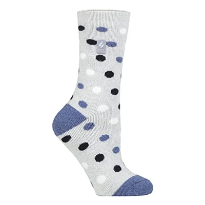Abbildung von HEAT HOLDERS Lite Damen Dünn Bunt Muster Motiv Thermosocken für Geschenk Socken Winter (37 40, Hellgrau/Denim (Malaga))