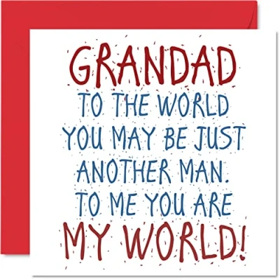 Abbildung von Schöne Geburtstagskarten für Großvater Grandad You Are My World Geburtstagskarte von Enkelsohn oder Enkelin, Geburtstagsgeschenke, 145 mm x