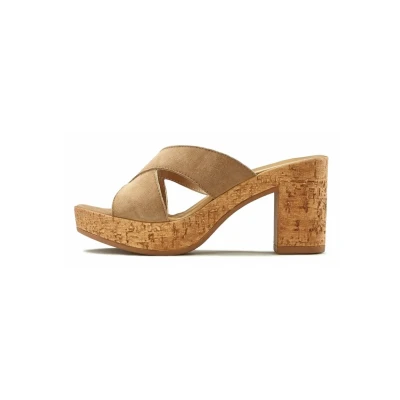 Abbildung von LASCANA Pantolette Mule, Sandale, offener Schuh aus Leder mit Blockabsatz
