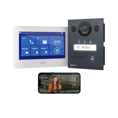 Abbildung von GOLIATH Basic Video Türsprechanlage, 2 Draht Bus, 7&quot; Monitor, Unterputz Türklingel mit Kamera, Gegensprechanlage Türöffner und Klingel, 1 Familienhaus, Plug &amp; Play, Smartphone App, AV BLS 04U