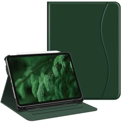 Abbildung von Fintie Hülle für iPad Pro 11 Zoll M4 (2024) (Modellnummer: A2836/A2837/A3006) mit Stifthalter, Multi Winkel Betrachtung Folio Stand Schutzhülle Case Dokumentschlitze, Dunkelgrün
