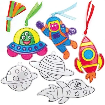 Abbildung von Baker Ross Sonnensystem Sonnenfänger, 10er Packung für Kinder zum Gestalten, Verzieren und Ausstellen, kreatives Sommer Bastelset, ideal Kunst Bastelprojekte, AX179