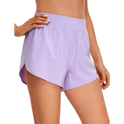 Abbildung von CRZ YOGA Damen Mid Waist Running Shorts Seitliche Splits Sport Workout Kurze Hose Leichte Atmungsaktive Sporthose Laufhose Flieder 38