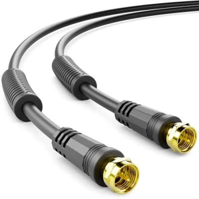 Abbildung von deleyCON 15m SAT TV Antennenkabel Koaxial Kabel HDTV 4 fach Schirmung DVB S S2 Radio DAB Mantelstromfilter Ferritkern Schwarz