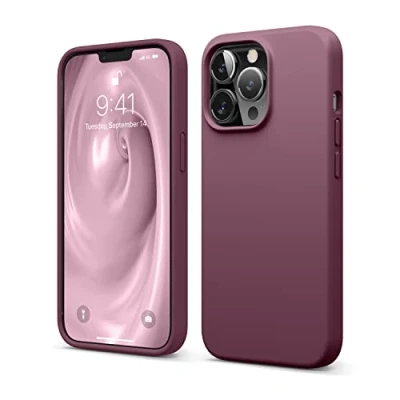 Abbildung von elago Liquid Silicone Case Kompatibel mit iPhone 13 Pro Hülle (6,1&quot;), Hochwertiges Silikon, Rundumschutz Handyhülle : 3 Layer Struktur Schutzhülle, Kratzfestes Weiches Mikrofaserfutter (Weinrot)