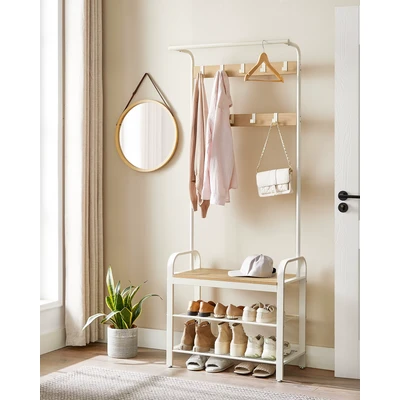 Abbildung von VASAGLE Garderobenständer Garderobe, mit Sitzfläche, 2 Gitterablagen