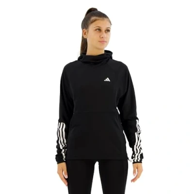 Abbildung von adidas Performance OWN THE RUN 3STRIPES Kapuzenpullover, Damen, Größe: Medium, Black
