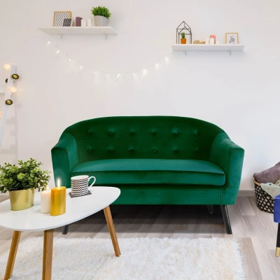 Abbildung von Savoy Skandinavisches 2 Sitzer Sofa mit Samtbezug Grün Menzzo