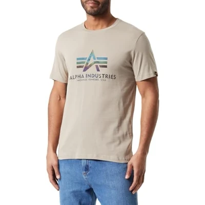 Abbildung von ALPHA INDUSTRIES Herren Basic T Rainbow Ref Shirt, Vintage Sand, M