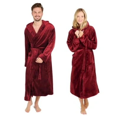Abbildung von Blumtal Bademantel Damen und Herren kuschelig weicher Fleece Bademantel, mit Kapuze &amp; Fronttasche