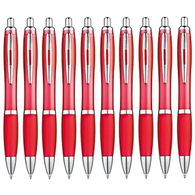 Abbildung von Libetui 10 ergonomische Kugelschreiber Rot rutschfeste Griffzone Großraumine Blau Kuli blauschreibend Rote Kulischreiber blaue Tinte